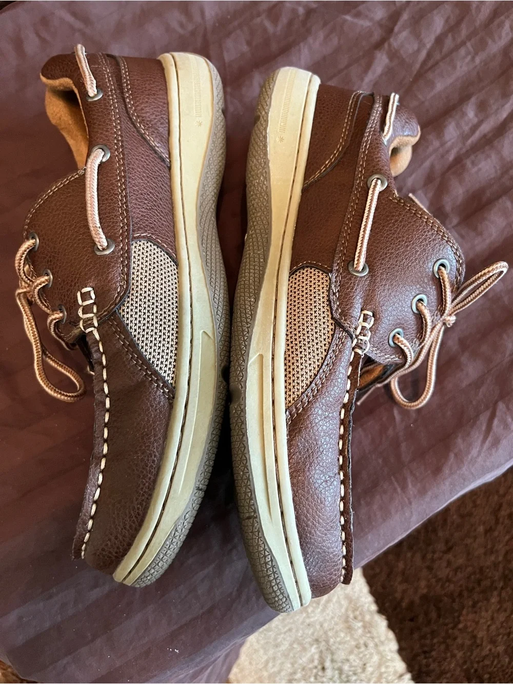 Benjamin Walk Brown Leather Boat Shoes with Tan Soles